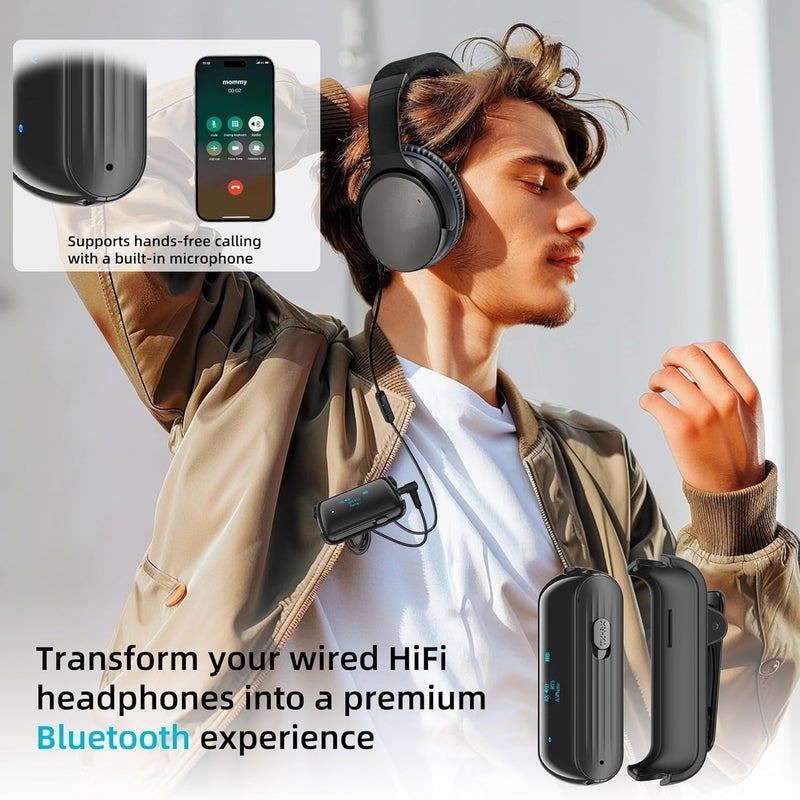 YOCOWOCO Bluetooth Transmitter Receiver for 2 AirPods/Headphones, Flight Bluetooth 5.2 Adapter for Airplane, TV, and Gym with a 3.5mm Audio Jack, Wireless BT Receiver with Mic for Car/Home Stereo - Image 4